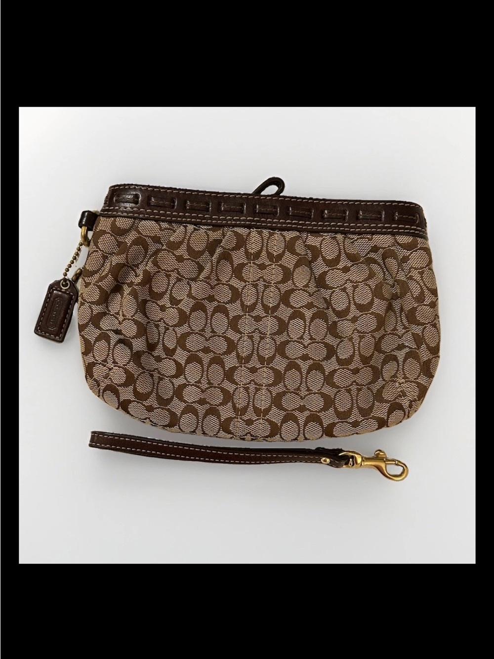 Coach Soho Wristlet Signature Pleated Canvas W/Braided Leather Trim, 2006 F41381